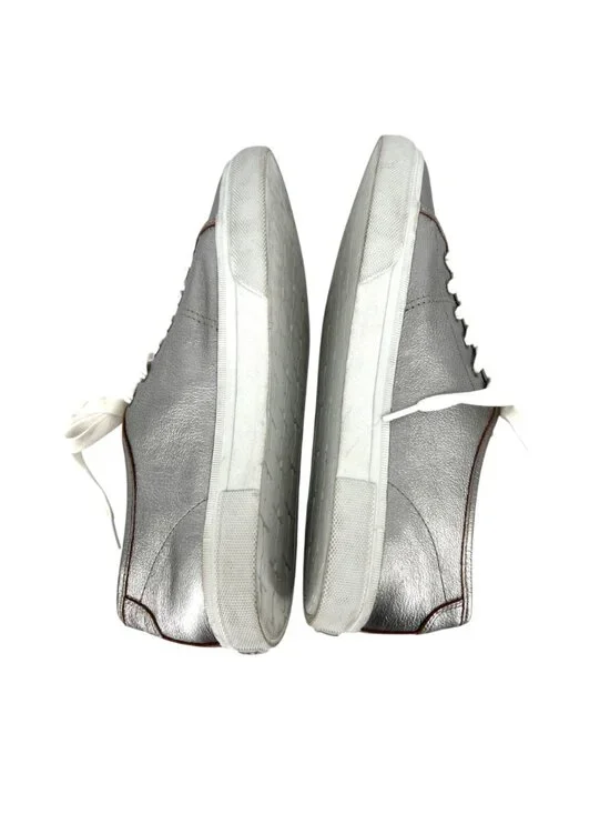 Frye Womens Gia Metallic Silver Leather Low Lace Up Sneakers Size 9.5 - Picture 5 of 11